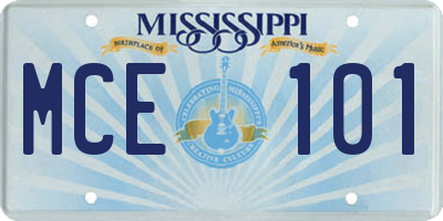 MS license plate MCE101