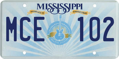 MS license plate MCE102