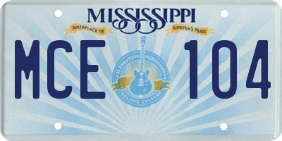MS license plate MCE104