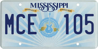 MS license plate MCE105