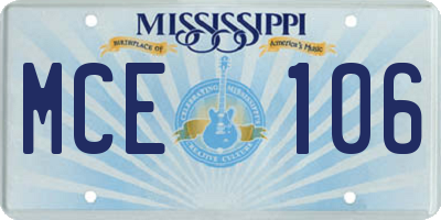 MS license plate MCE106