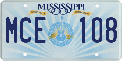 MS license plate MCE108