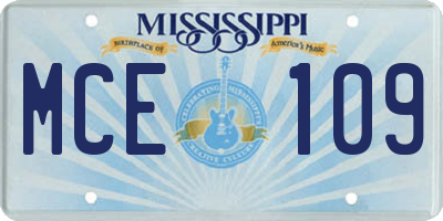 MS license plate MCE109