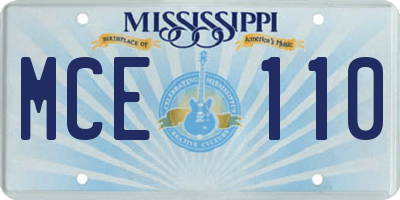 MS license plate MCE110