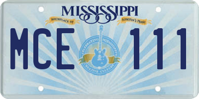 MS license plate MCE111
