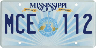 MS license plate MCE112