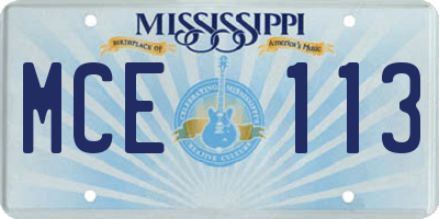 MS license plate MCE113