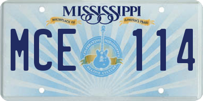 MS license plate MCE114