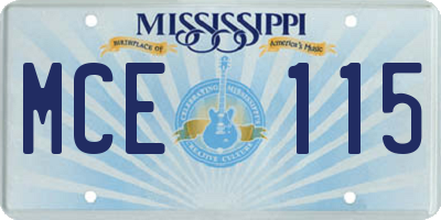 MS license plate MCE115