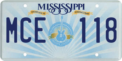 MS license plate MCE118