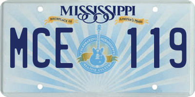 MS license plate MCE119