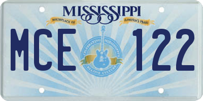 MS license plate MCE122