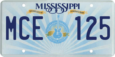 MS license plate MCE125