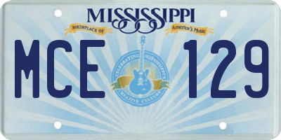 MS license plate MCE129