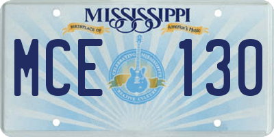 MS license plate MCE130
