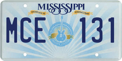 MS license plate MCE131