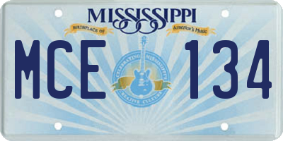 MS license plate MCE134