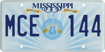 MS license plate MCE144