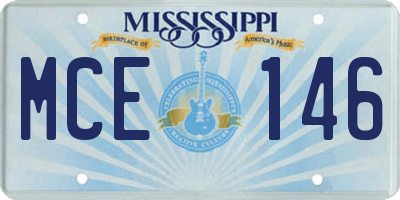 MS license plate MCE146