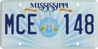 MS license plate MCE148