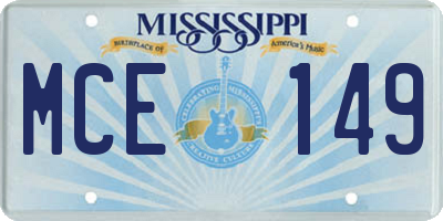 MS license plate MCE149