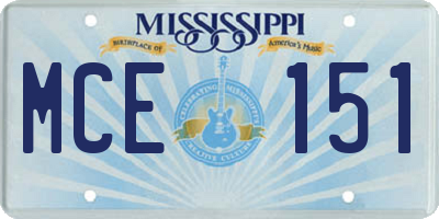 MS license plate MCE151