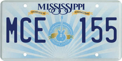 MS license plate MCE155