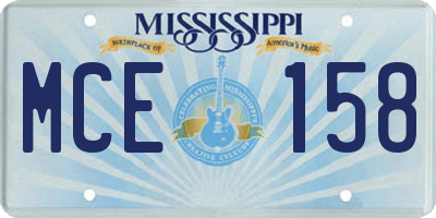 MS license plate MCE158