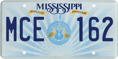 MS license plate MCE162