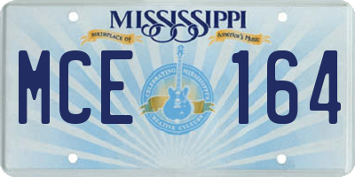 MS license plate MCE164