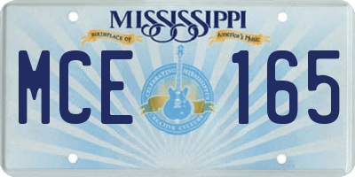 MS license plate MCE165