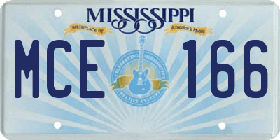 MS license plate MCE166