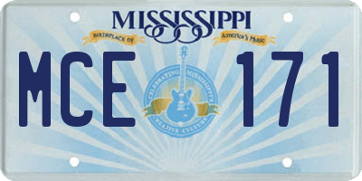 MS license plate MCE171