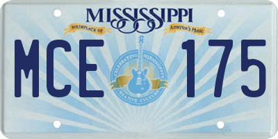MS license plate MCE175