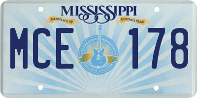 MS license plate MCE178