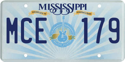 MS license plate MCE179