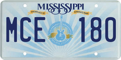 MS license plate MCE180