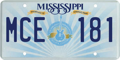 MS license plate MCE181