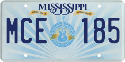 MS license plate MCE185