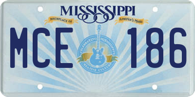 MS license plate MCE186