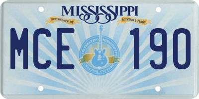 MS license plate MCE190