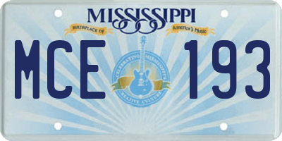 MS license plate MCE193