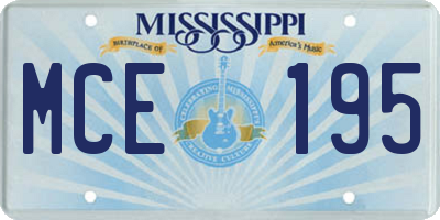 MS license plate MCE195