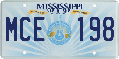 MS license plate MCE198