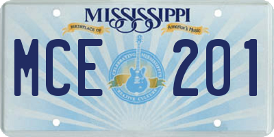 MS license plate MCE201