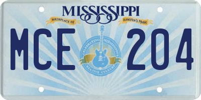 MS license plate MCE204