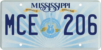 MS license plate MCE206
