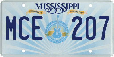 MS license plate MCE207