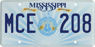 MS license plate MCE208