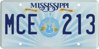 MS license plate MCE213